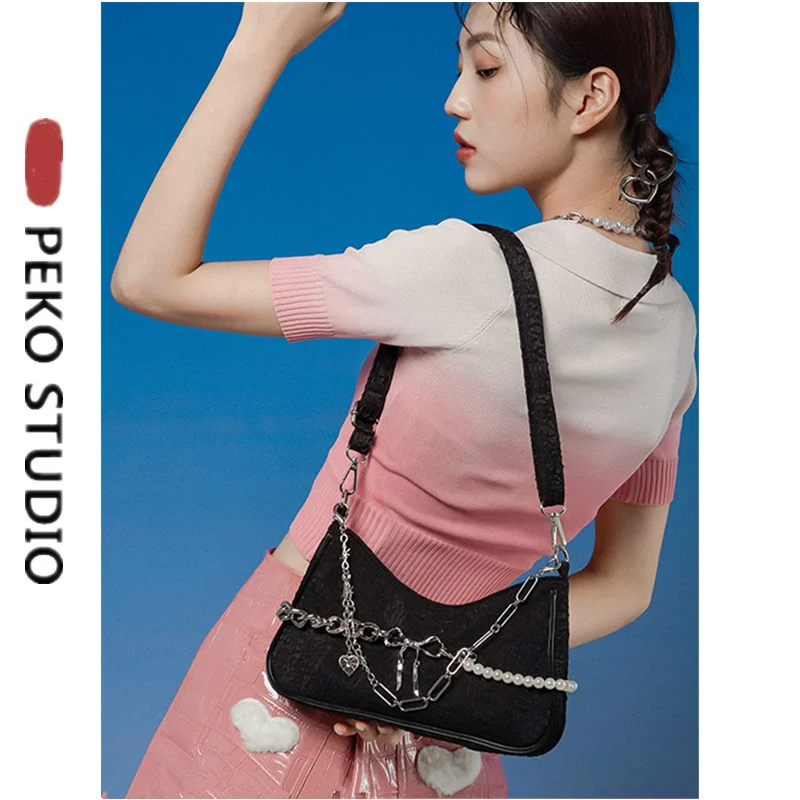 

Оригинальная Повседневная крутая женская сумка через плечо Y2K из полиэстера, вместительная сумка через плечо для девушек, женская сумка для...