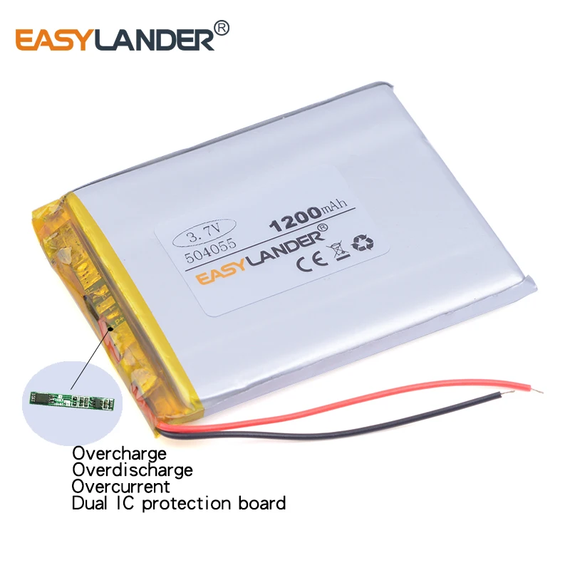 504055 3 7 В 1200 мАч литий-полимерная литий-ионная аккумуляторная батарея для mp3 mp4 mp5