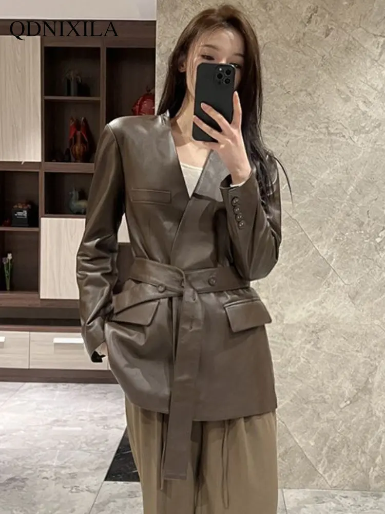 Leather Jacket Women High Imitation Sheepskin Leather Coat New Outerwear Casual Leather Coat Spring Jacket Women Female Jacket