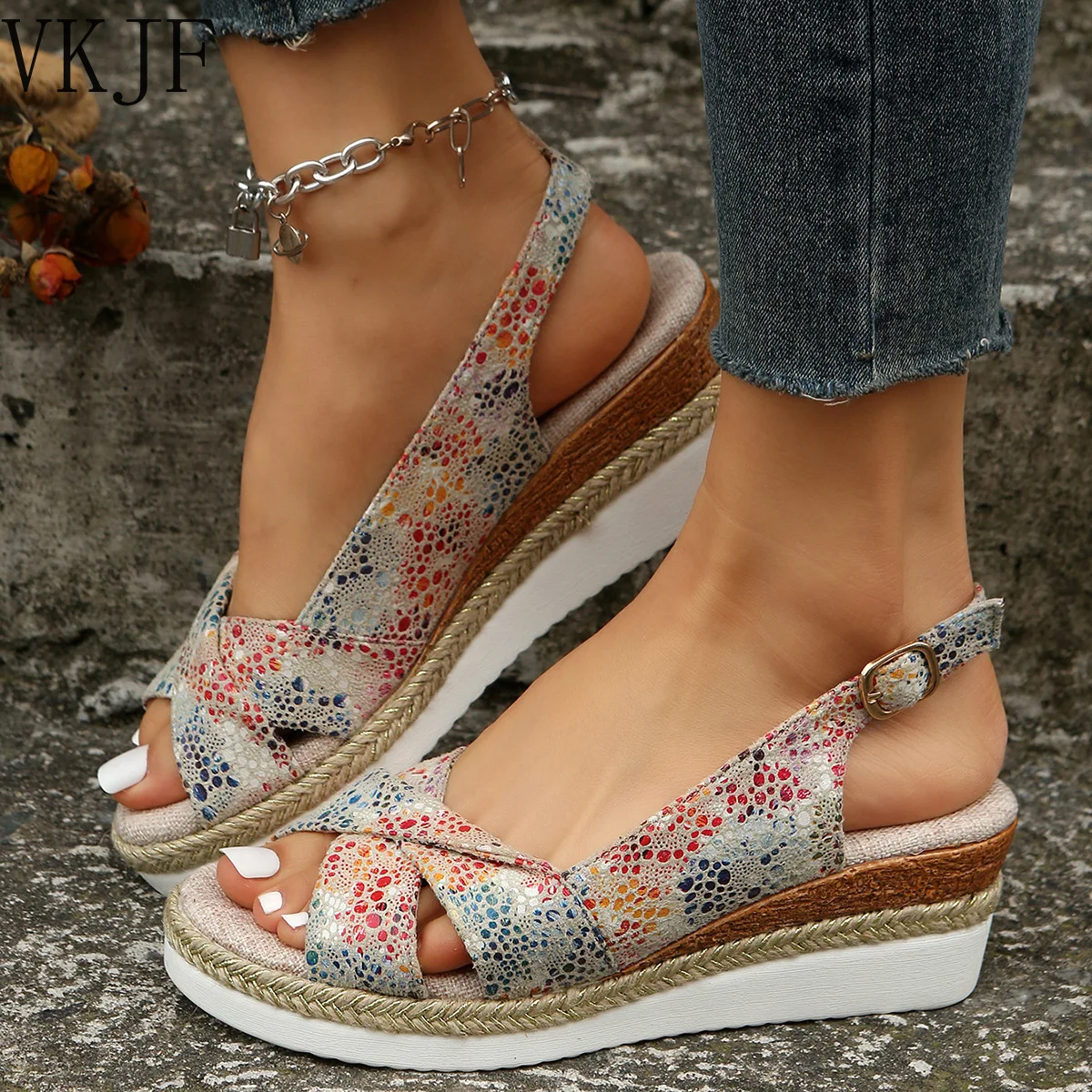 

Fashion Peep Toe Wedge Sandals for Women 2023 Summer Lightweight Platform Gladiator Shoes Woman Plus Size Non Slip Beach Sandals