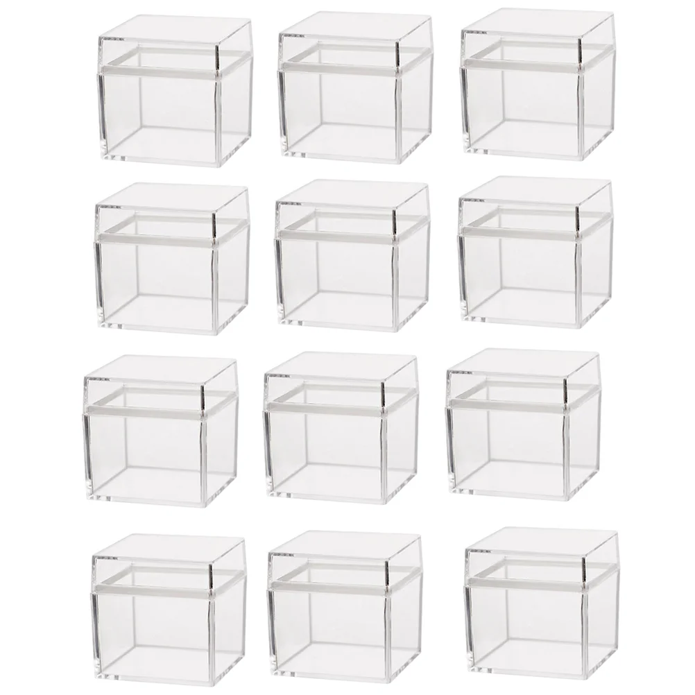 

Acrylic Box Clear Boxes Storage Candy Containers Plastic Cube Square Gift Party Bins Organizing Display Cubes Container Lid