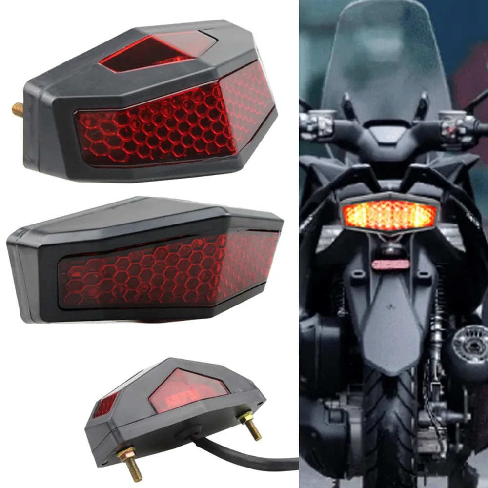 

Motorcycle LED Rear Stop Brake Tail Light Universal License Taillight Red