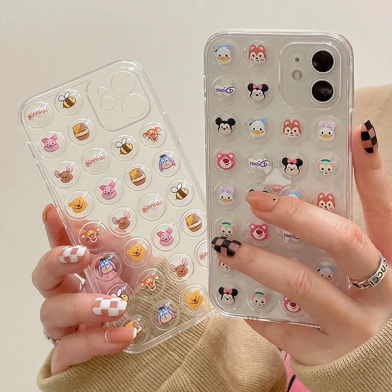 

Decompression Disney Mickey Mouse and Donald Duck Winnie the Pooh Phone Cases For iPhone 13 12 11 Pro Max XR XS MAX X Back Cover