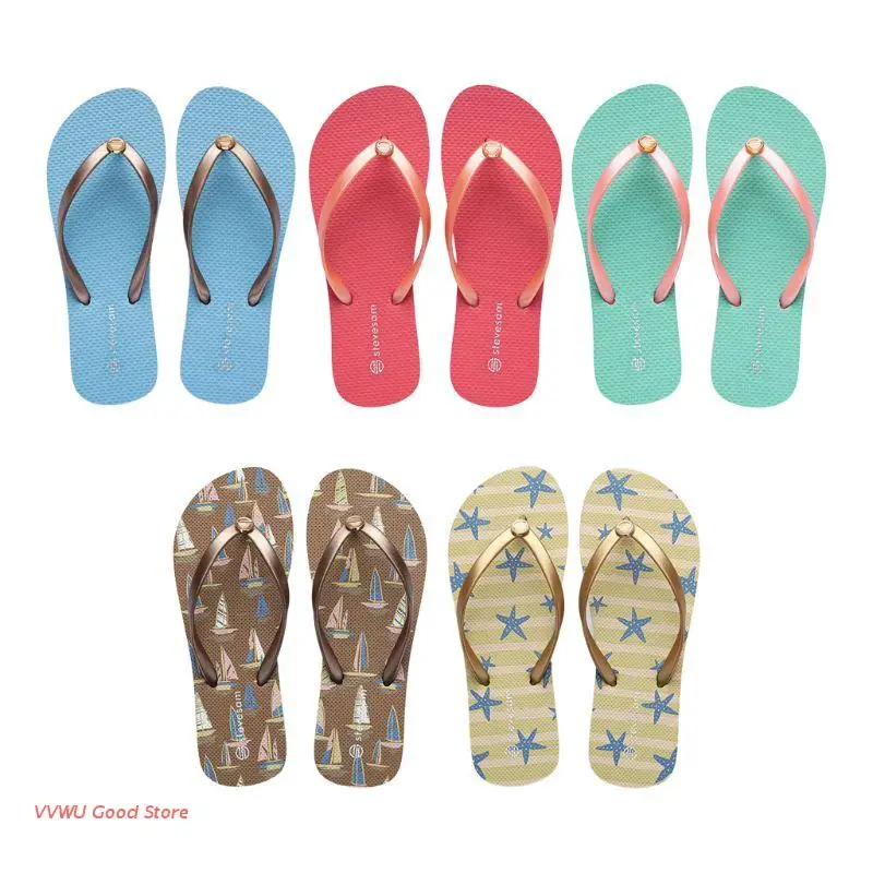 

Women Ocean Style Beach Flip-Flops Starfish Sailboat Summer Flat Sandal Slippers