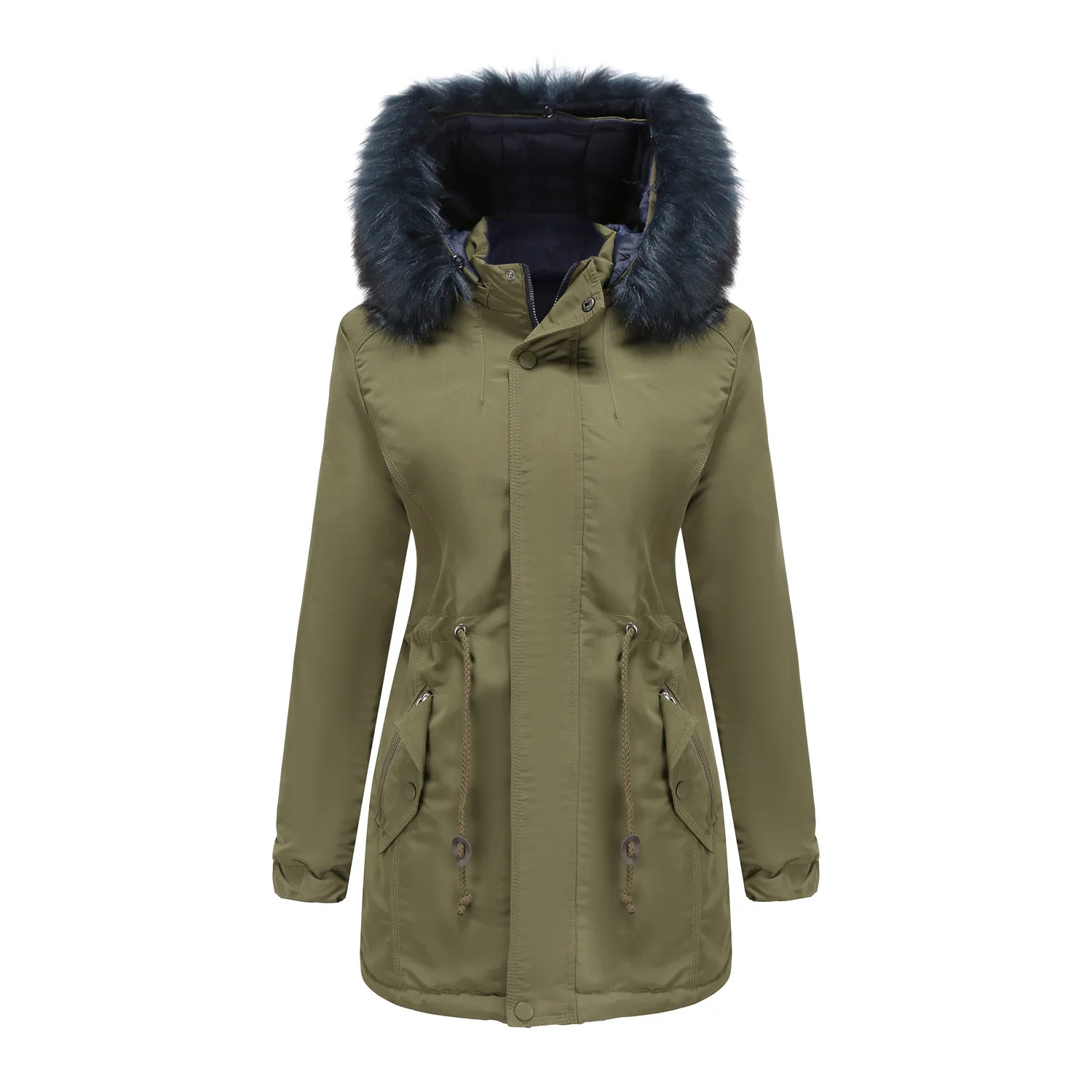 on Woman Both Wear Sides Parkas 2023 New Hood Detachable Winter Quilted Jackets for Women Hooded Fleece Coats Fluffy Windbreaker