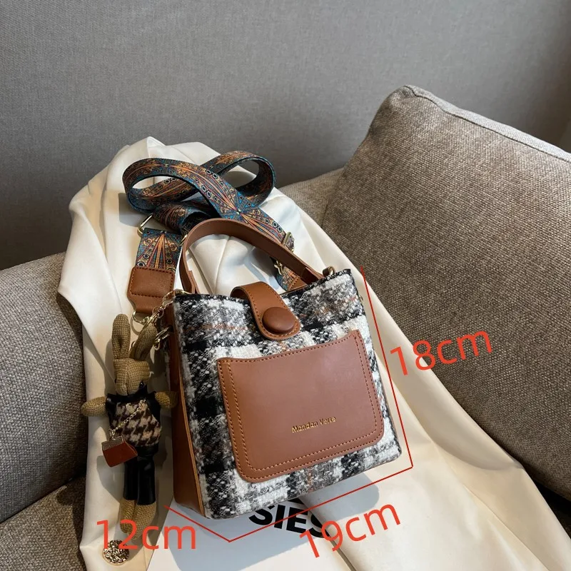 Houndstooth Handbags For Women England Style Plaid Messenger Bags Classic Designer Female Bag Elegant Small Packages VintageTote