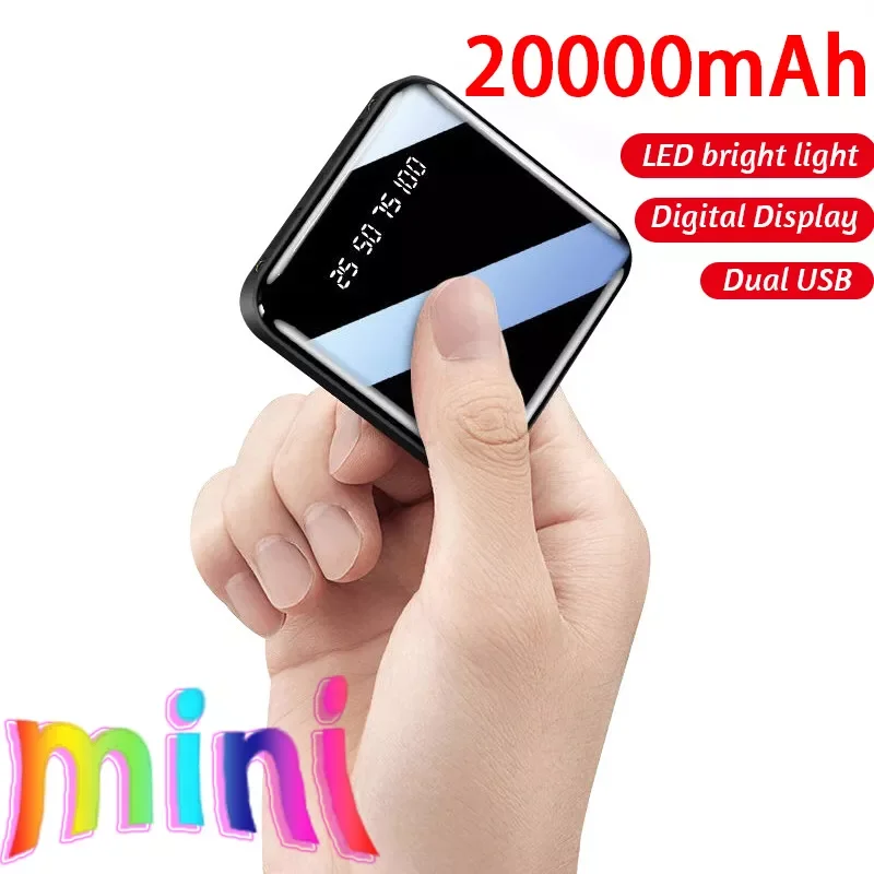 

2023New Mini power bank USB LED 20000 mAh ED HD display Mobile phone portable charger fast charging 2 input Android for iPhone X
