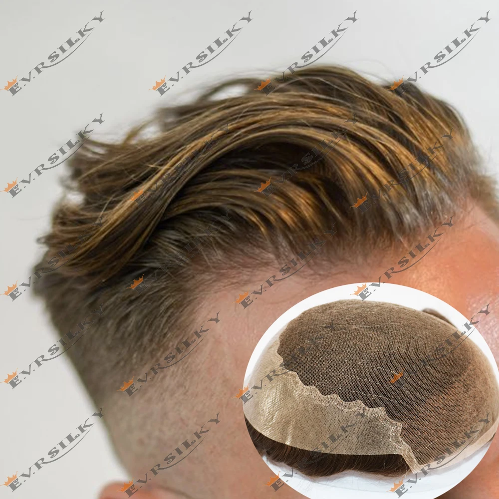 Super Durable Mens Toupee Grey Black 1B80 1B65 Thin Lace Q6 Blonde Male Wigs Human Hair Wig Natural Hairline Capillary Prosthesi