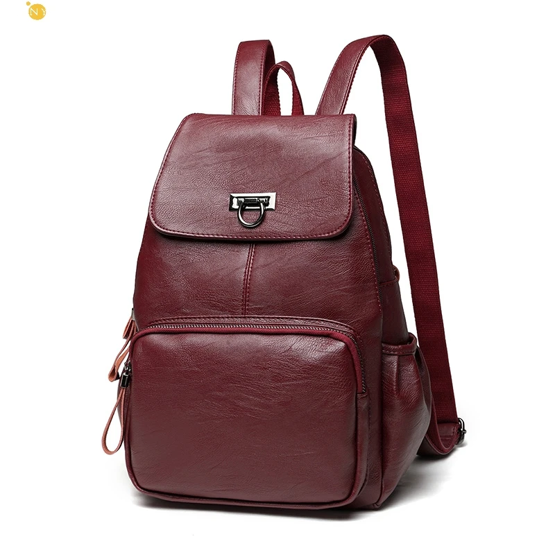 

CFUN YA Fashion Woman's Backpack Real Leather Female Shoulder Bagpack Anti-Theft Schoolbag For Student Travel Rucksack Mom's Bag