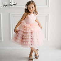2022 pink flower girl dresses sleeveless princess dress puffy tulle cute girl wedding party dress first communion gown