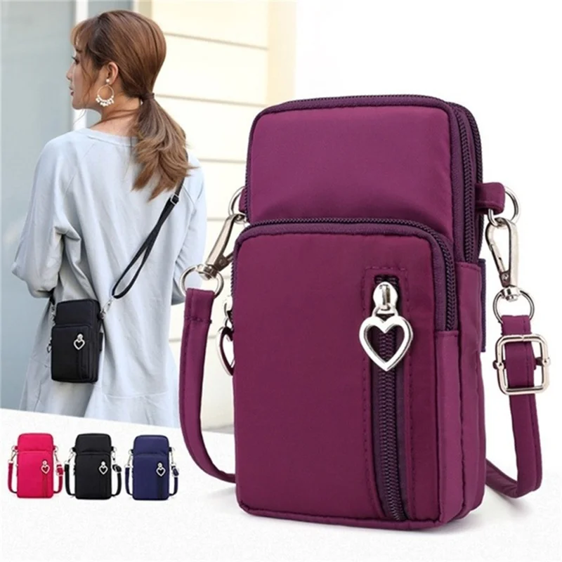 

Women's Mini Shoulder Bag Oxford Waterproof Handbag Wrist Pouch Wallet Sports Cell Mobile Phone Bag Crossbody Bags for Girls