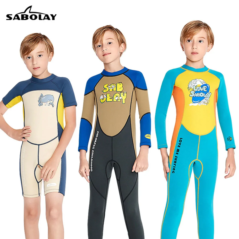 

2MM Neoprene Children's Wetsuit Cartoon Printed Short Sleeve Sunscreen Swimsuit Children's Beach Water Sports Swimming Surf suit