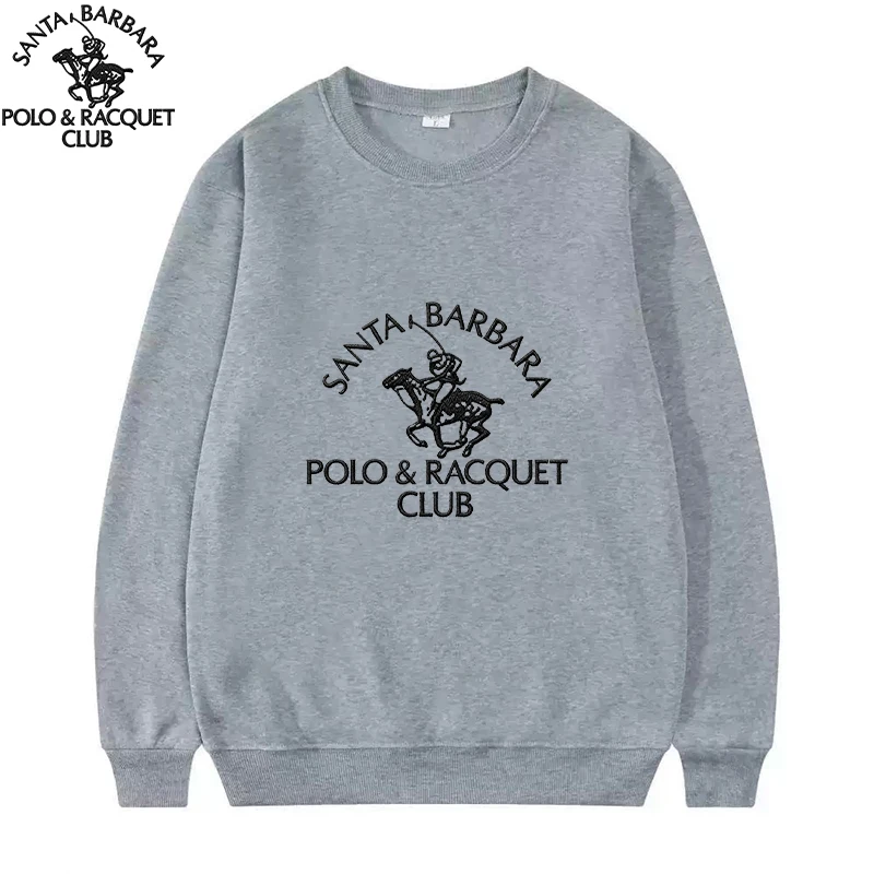 Фото SANTA BARBARA POLO&RACQUET CLUB Maden-suéter de punto con letras Retro para hombre, униформальный трикотаж с cuello redondo, suéter №2