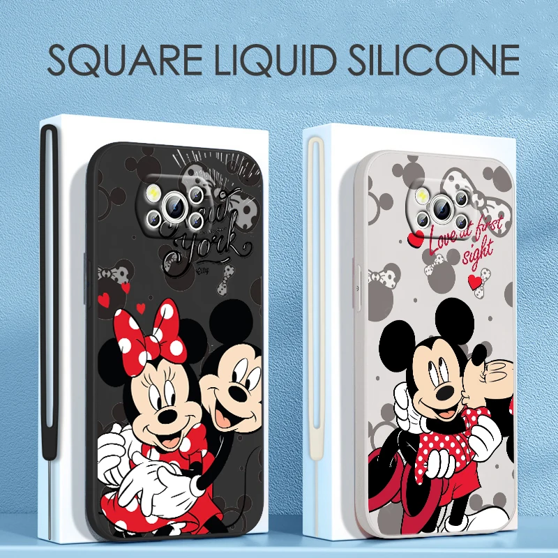 

Disney Mickey Cute For Xiaomi POCO C50 C40 X4 M5S F4 M4 X3 F3 M3 C3 Pro GT NFC 4G 5G Liquid Rope Silicone Phone Case