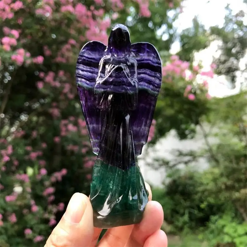 

Натуральный кристалл, резной красочный флюорит, ангел, фигурки, коллекция, поделки, подарки, маленькие украшения, 1 шт.