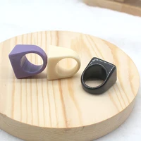 new ins korea fashion geometric square colorful candy acrylic thick finger ring for women men summer party simple jewelry gifts