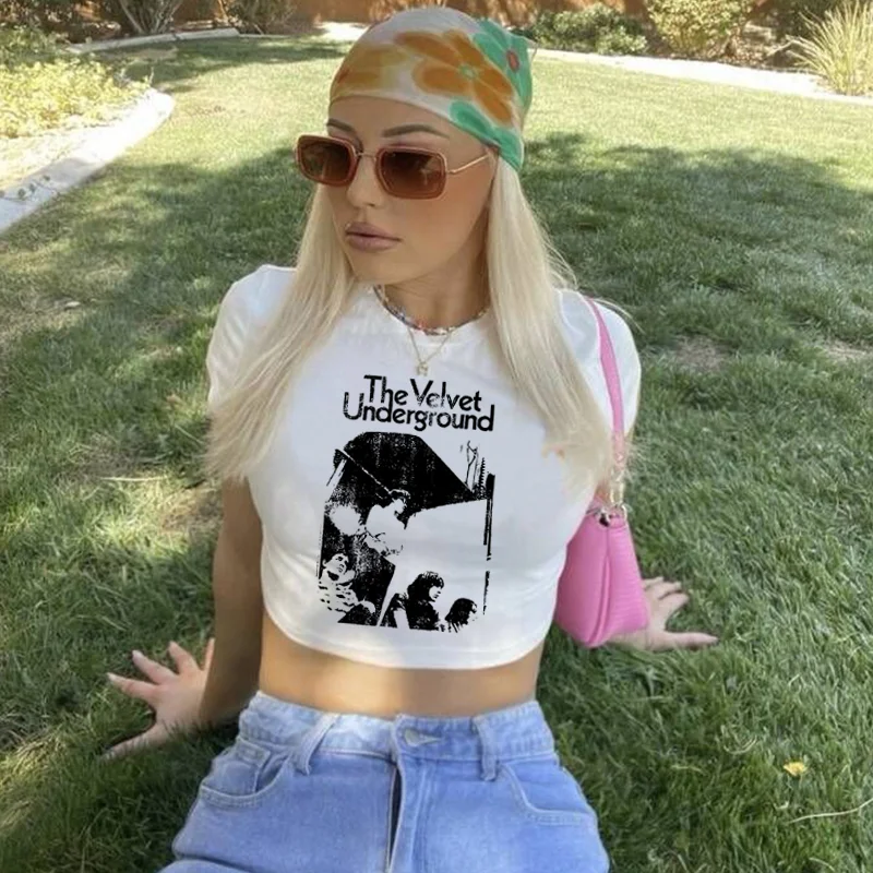 

Женский бархатный укороченный топ в стиле хиппи 90-х