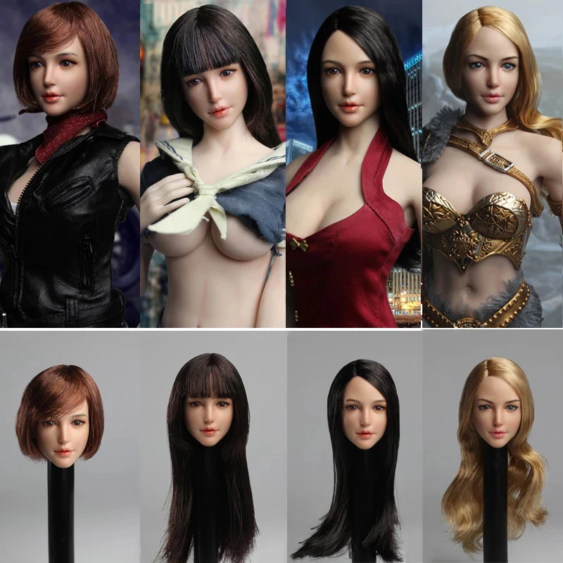

SUPER DUCK SDH011 1/6 Asia Female Head Sculpt Long Hair Beauty Girl Head Carving Fit 12'' Action Figure Body Hobby Collection
