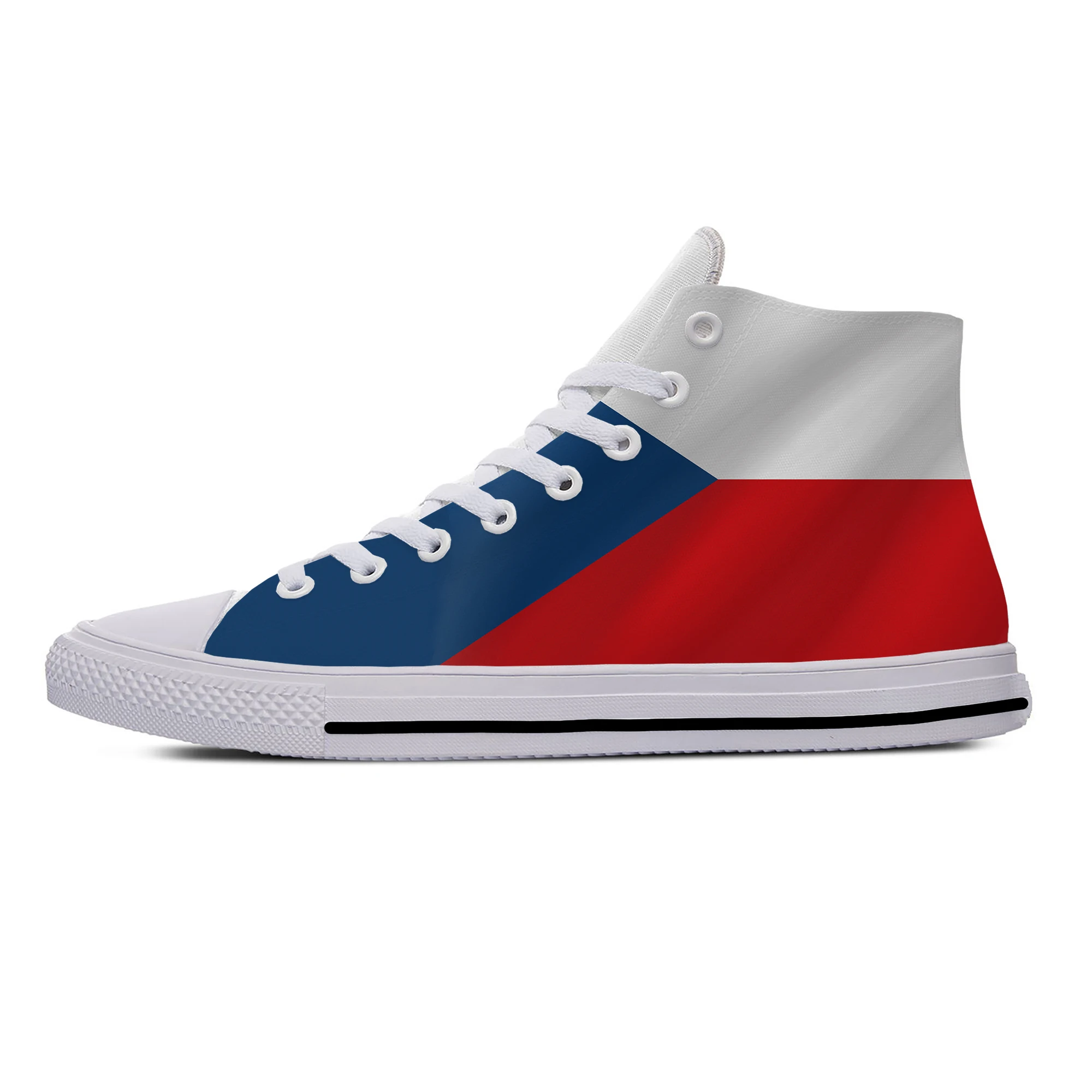 

Czech Republic Flag Patriotic Pride Funny Fashion Casual Cloth Shoes High Top Lightweight Breathable 3D Print Men Women Sneakers