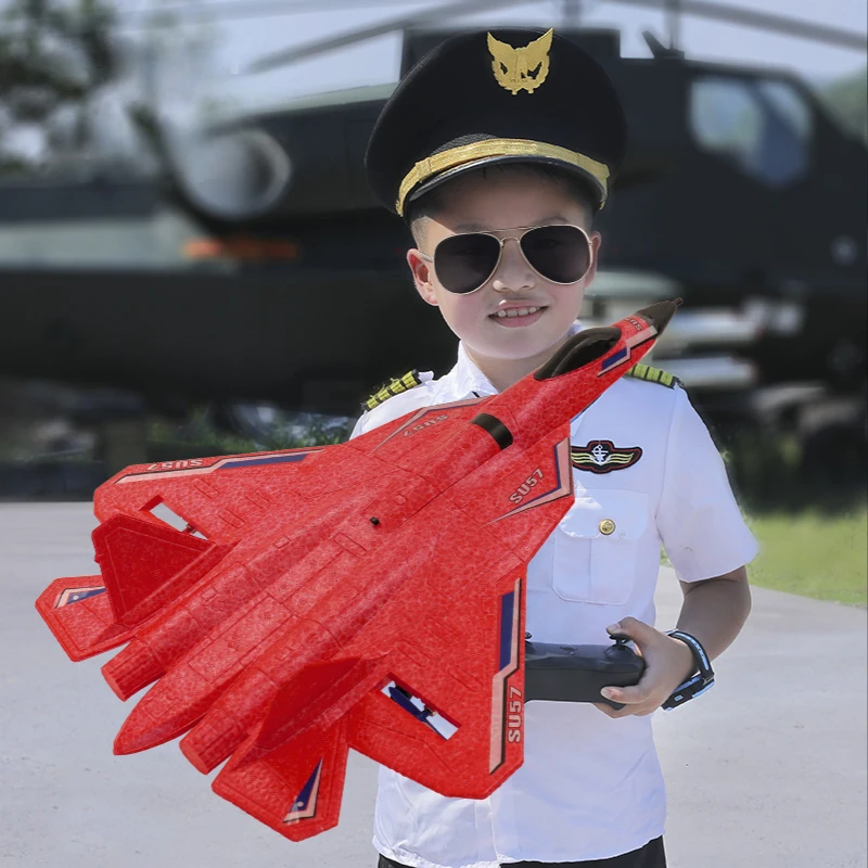 Купить Радиоуправляемый самолет SU57, радиоуправляемый самолет с светильник кой, с неподвижным крылом, ручной метательный аппарат из пенополиурета...