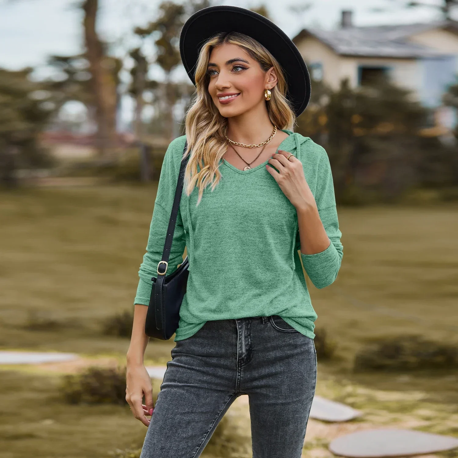 Женская одежда толстовки осенняя для женщин длинный рукав свободный крой