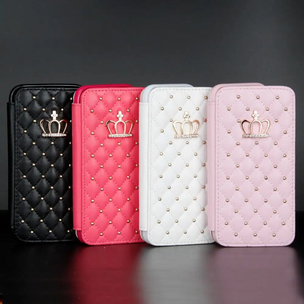 

Flip Crown Glitter Phone Case For Samsung Galaxy S23 S22 S20 S21 Ultra S10 S9 Plus A33 A53 A12 A32 A52 A72 Leather Wallet Cover