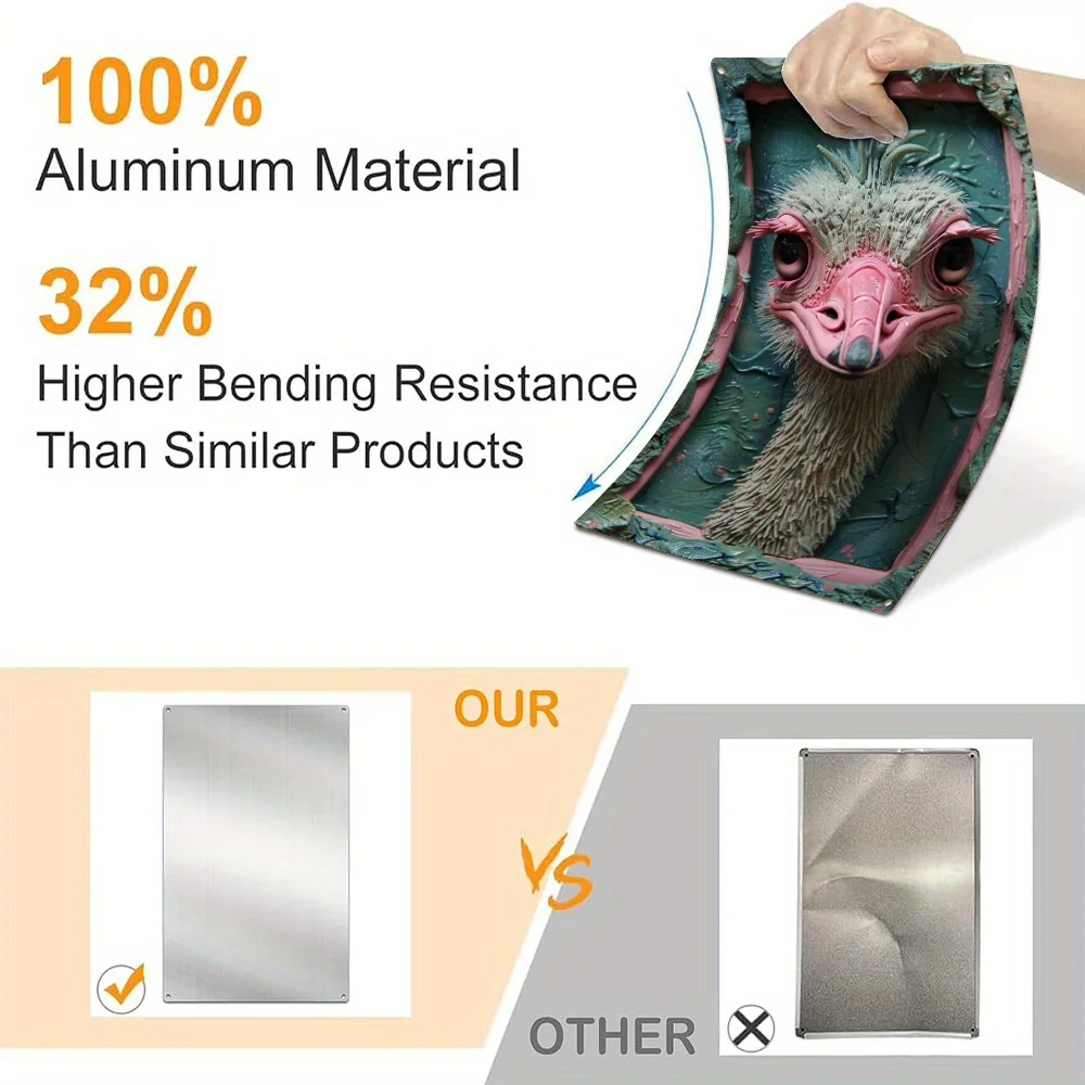 8x12 дюймов 2D Страусиная стена искусство: 100% Алюминий Материал 32% высокая прочность