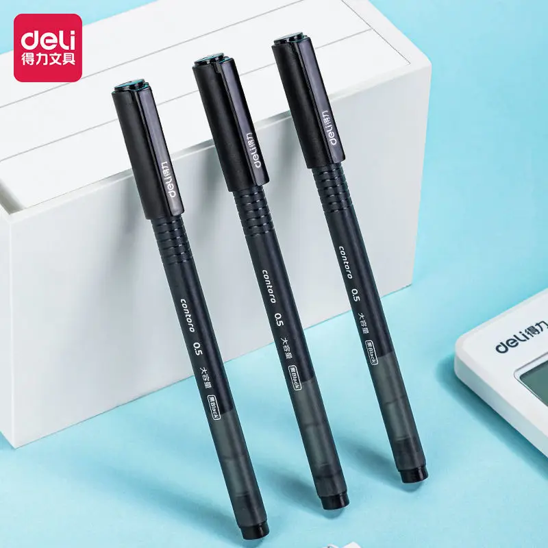 

Гладкая и вместительная гелевая ручка DELI St 0,5 мм, школьная стандартная черная ручка 1/3/8 шт.