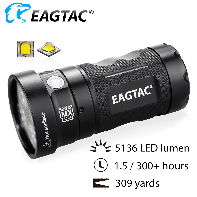 Фото EAGTAC MX30L4XC Очень компактный светодиодный фонарик 5136 люмен без батареи 4*18650 High CRI Nichia219B CRI92 Фонарь для фотосъемки №1
