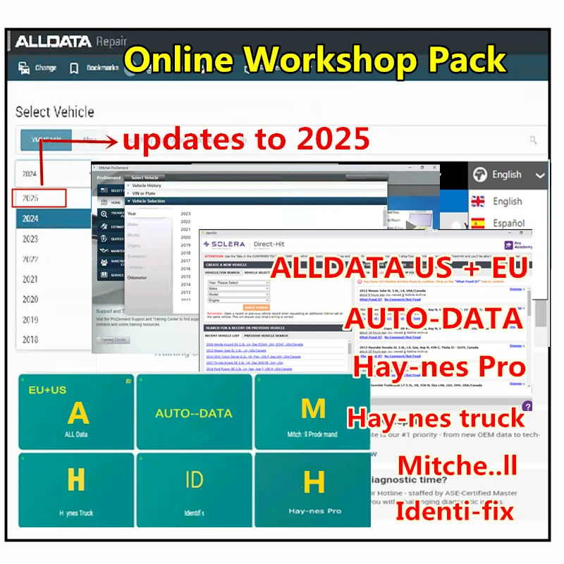 Фото Онлайн-аккаунт All Data 2025 для Alldata, Auto-data, Mit..chell, Hay-nes Pro, Account Workshop Identi-fix, онлайн-обновление работы №1