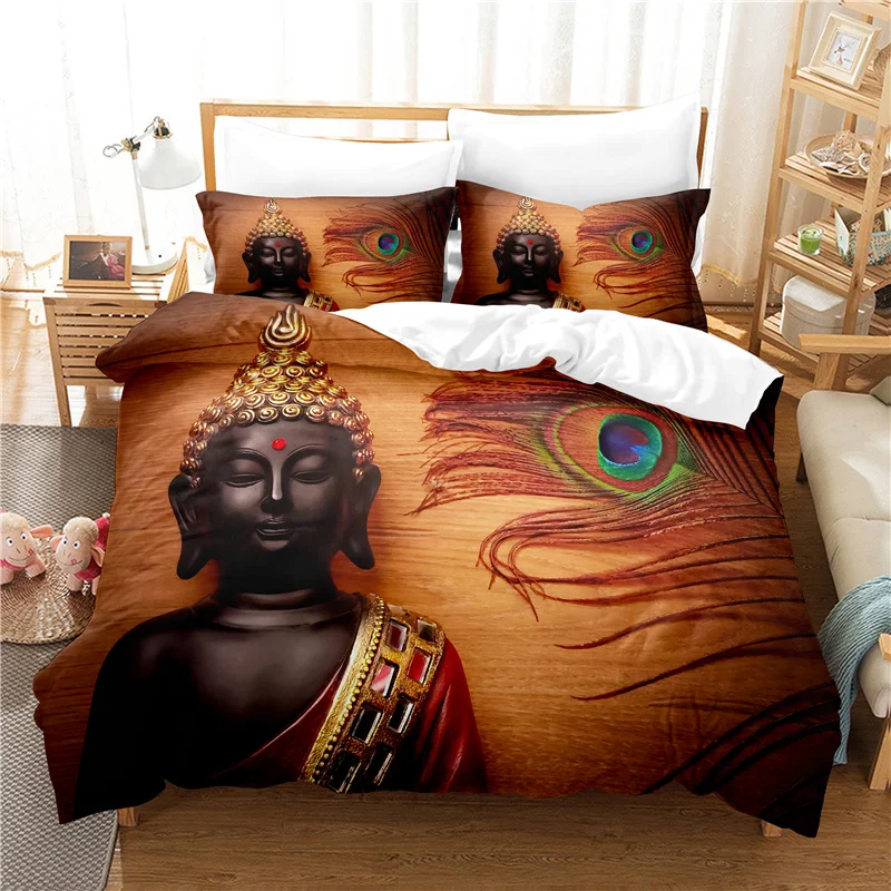 

Комплект постельного белья с статуей Будды, пододеяльник, 3D постельное белье, постельное белье с цифровым принтом, постельное белье королевского размера, Комплект постельного белья, модный дизайн