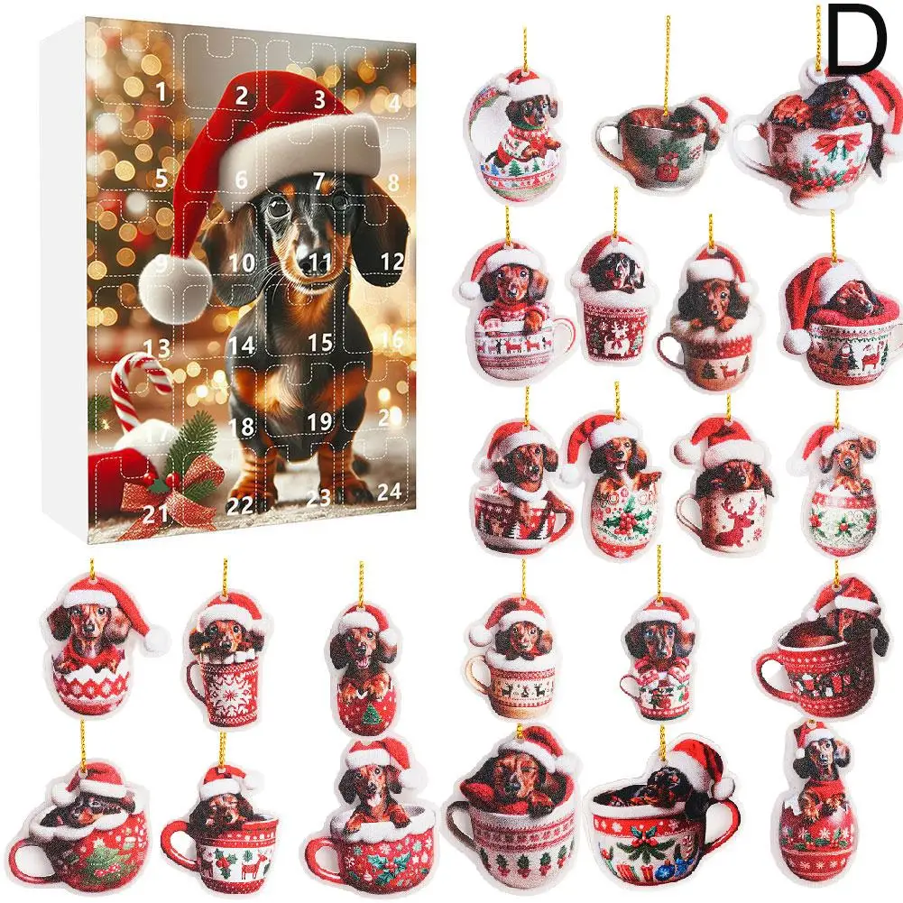 Таксы 24-дневный рождественский календарь обратного отсчета с орнаментом в виде