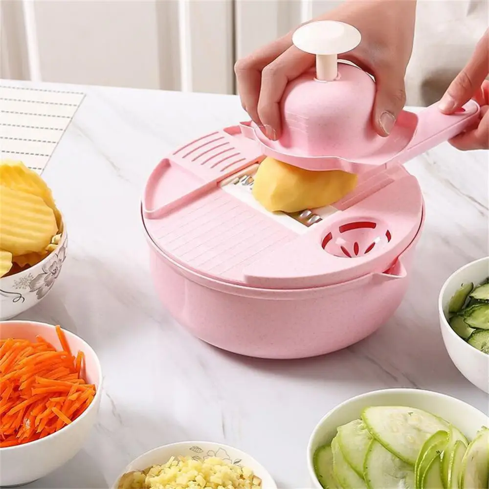 

Vegetable Tools With Container Food Chopper 1 Set Shredder Multifunctional Vegetable Chopper Kitchen Accessories Round Practical