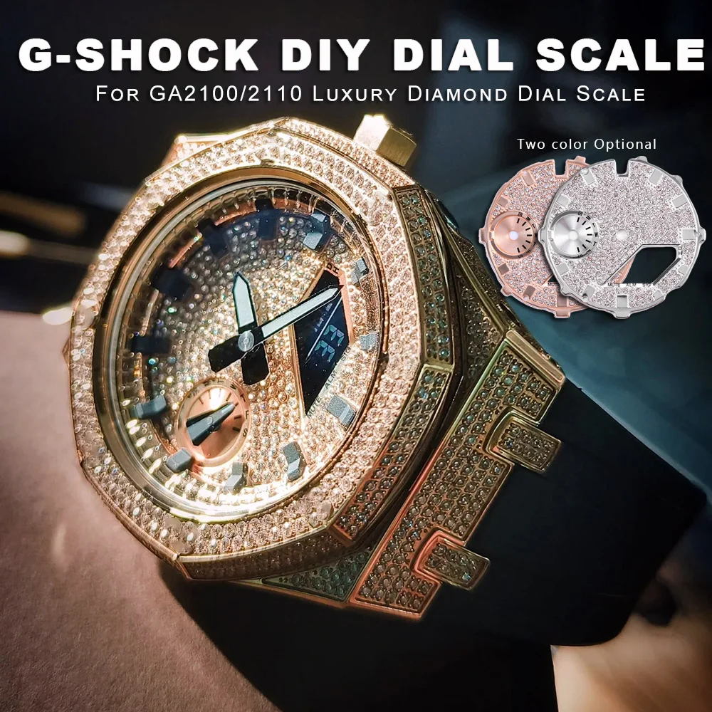 Luxury Diamond Dial DIY Watch Parts Mod kit Dial Scale For Casioak GA2100 Watch Dial For G shock GAB2100 ga2110 Watch Accessary