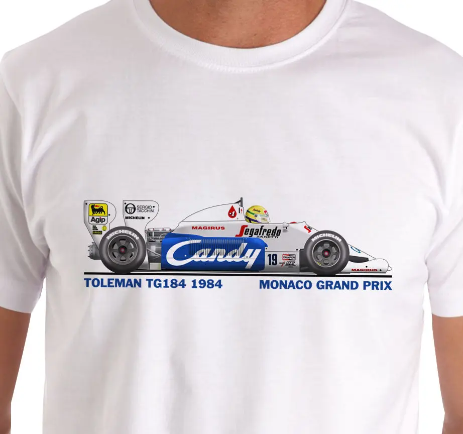 Лидер продаж 100%, футболка Raceart - Toleman Tg184 1984, футболка Монако (Senna), летняя стильная футболка на заказ, Подростковая унисекс