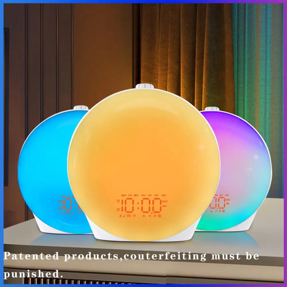 

Led Sunrise Alarm Clock 14 Light Modes 16 Million Colors Rechargeable Led Display Desk Lamp Atmosphere Night Light Dropshipping