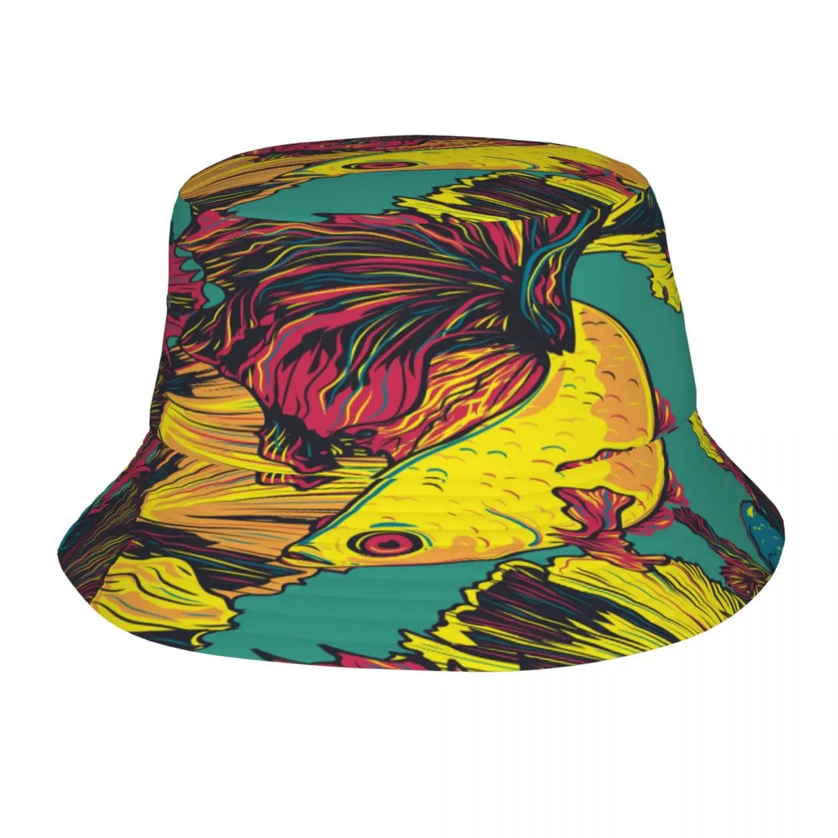 

Colorful Siamese Fighting Fish Betta Splendens Bucket Hat Summer Hats Fisherman Hat Foldable Women Men Sunscreen Shade Caps