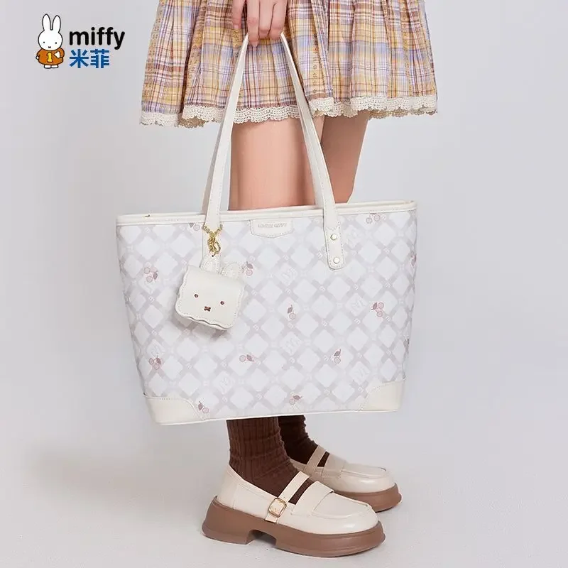 Kawaii Miffy большая вместительная сумка в клетку с подвеской милая подарок на