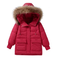 childrens down jacket mid length girls winter clothes baby girls coat real fur collar