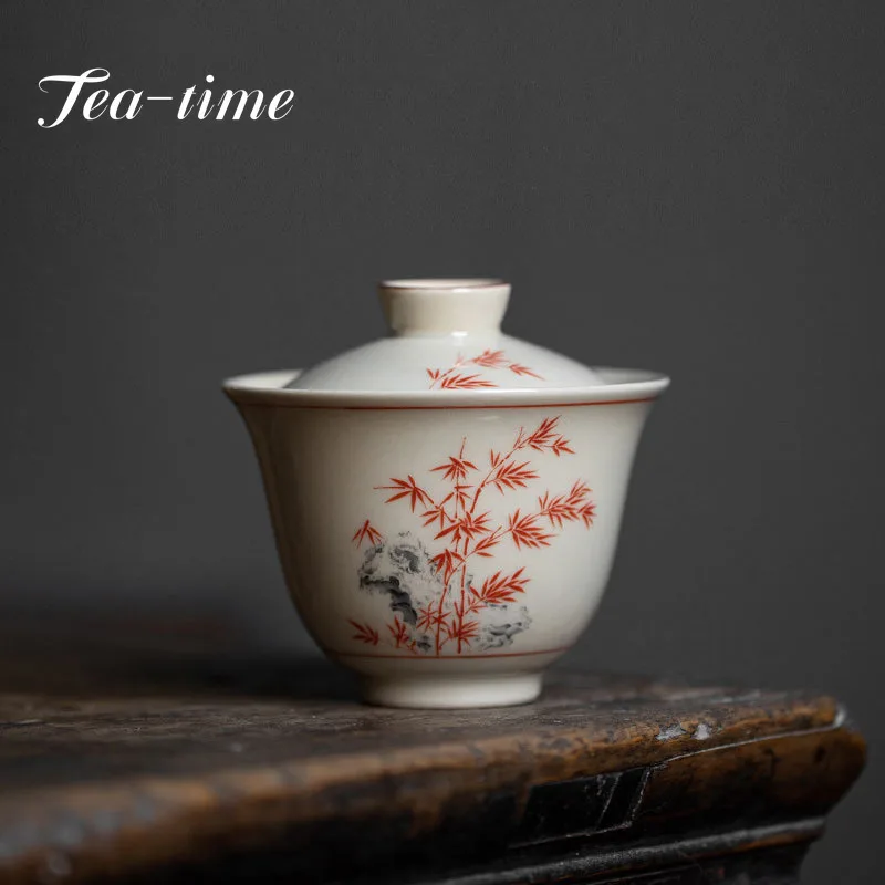 

Antique plant ash glaze Ceramic Tea Tureen Bowl Handmade Teacup Travel Portable Gaiwan Set Home Office Tea Set Drinkware 130ml