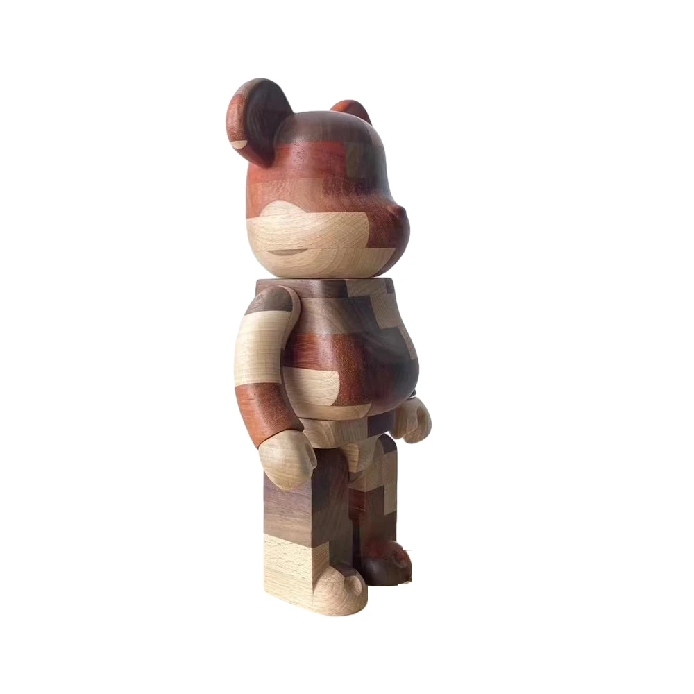 Bearbrick rainbow solid wood rhombus violent bear decoration