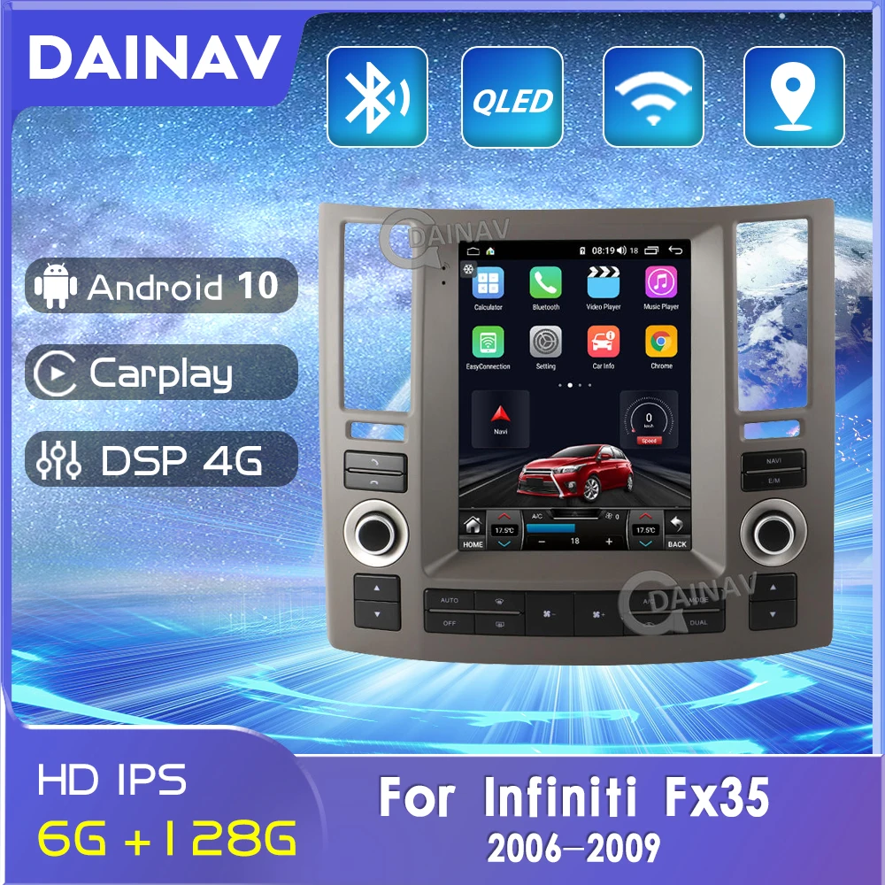 

Автомагнитола 128 ГБ Android для Infiniti Fx35 FX45 2006-2009, автомобильный мультимедийный плеер с GPS-навигацией, Авторадио