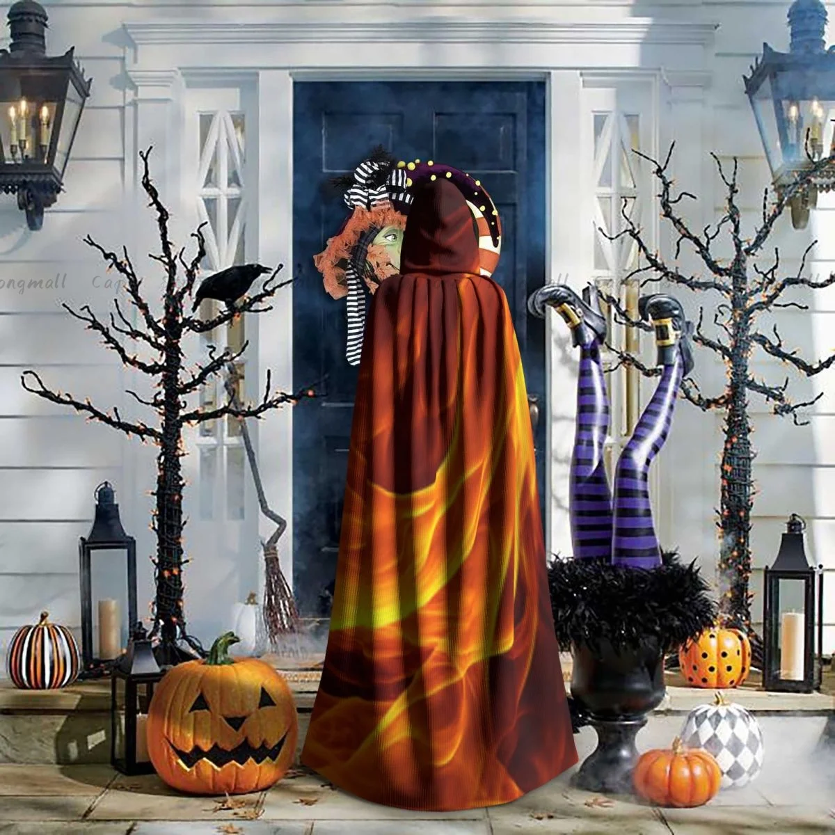 Абстрактный огненный фон плащ с капюшоном карнавальный костюм на Хэллоуин для