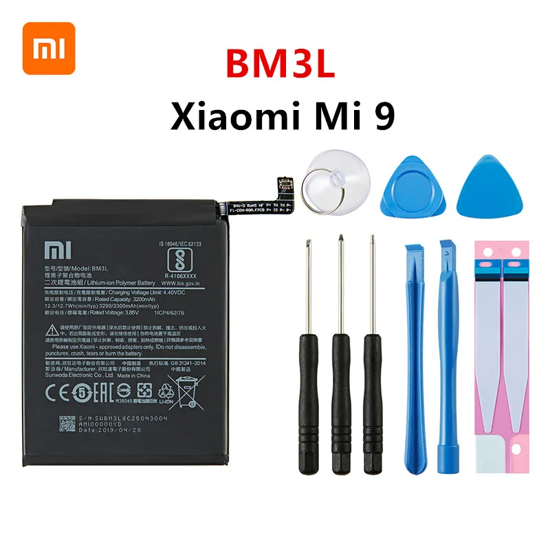 

Xiao mi 100% Orginal BM3L 3300mAh Battery For Xiaomi 9 Mi9 M9 Mi 9 BM3L High Quality Phone Replacement Batteries +Tools