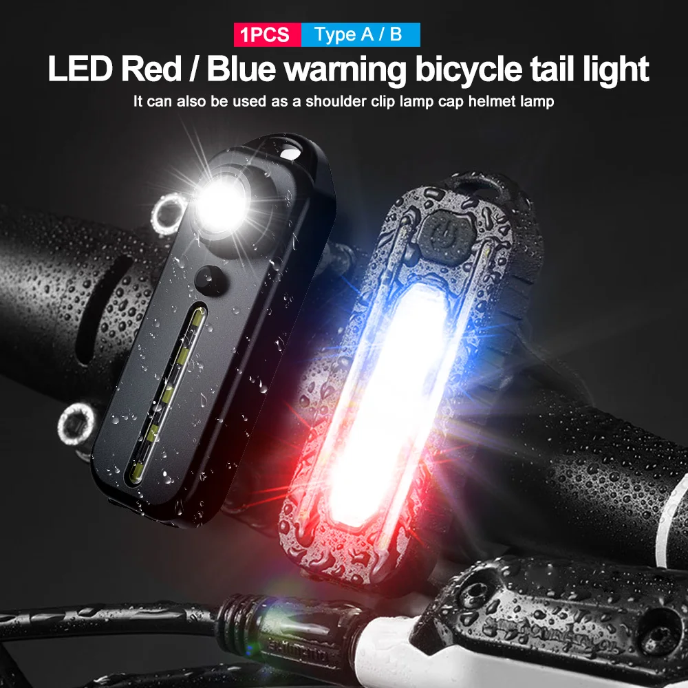 

Mini Portable USB Red Blue Bike Rear Lamp Night Running Shoulder Clip Safety Warning Lamp Cycling Taillight Helmet Ligh