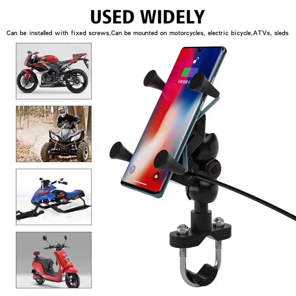 

Motorcycle Mobile Phone Holder Rechargeable Double Tap Buckle Adjustable Electric Motorcycle Mobile Phone Holder
