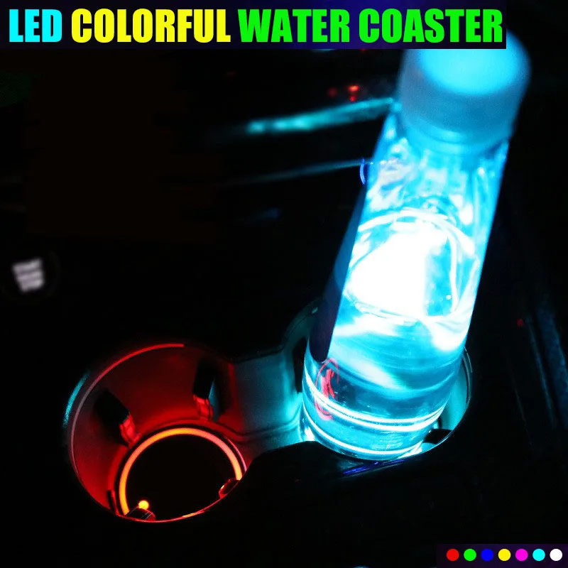 

7Color LED Car Cup Holder Luminous Coaster Water Cup Pad USB Charging Night Atmosphere Light Decor for BMW Benz Honda Accessory
