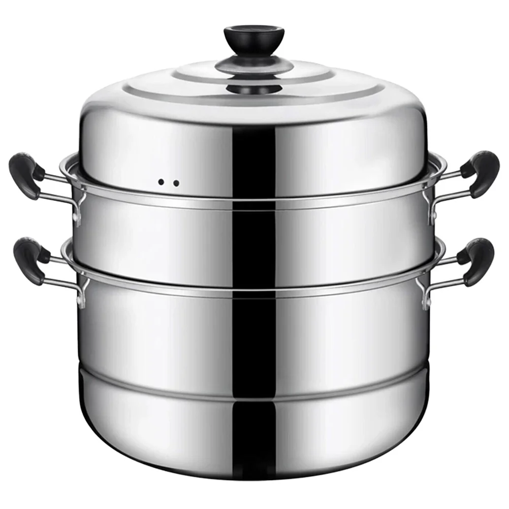 

Stainless Steel Steamer Steamers Food Cookware Pot Double Bottom Bisell Stackable Steaming Home Convenient Kitchen