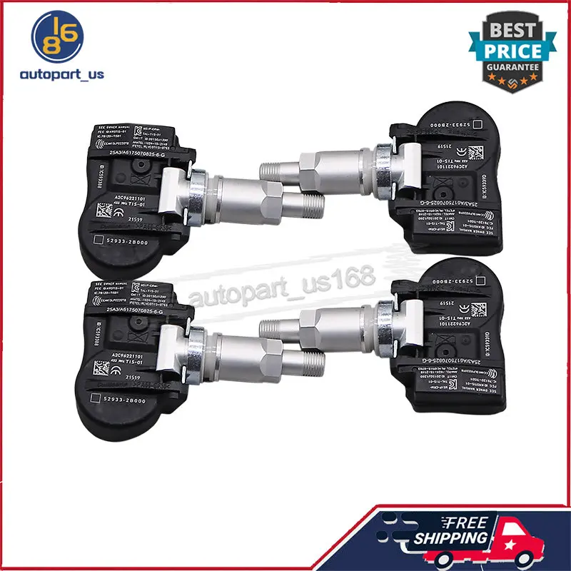 4 шт. TPMS датчик системы контроля давления в шинах 52933-2B000 529332 B000 52933 2B000 433 МГц для