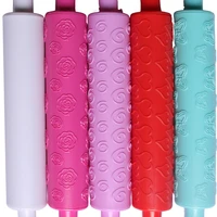 heart flower pattern rolling pin baking cookies biscuits fondant dough roller pp non stick rolling pin embossing mold diy baking
